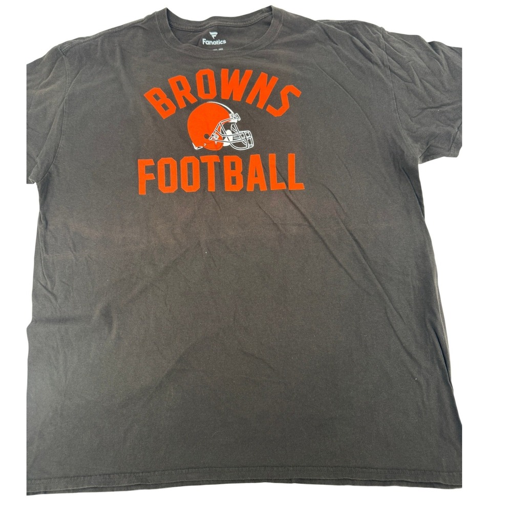Cleveland Browns T Shirt 2XL Football Helmet Men's Brown Orange Fanatics